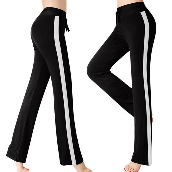 UVEASISHA Modal Pants for Women Color Block High Waist Sweatpants Comfy Joggers Gym Workout Trouser Pants Black S