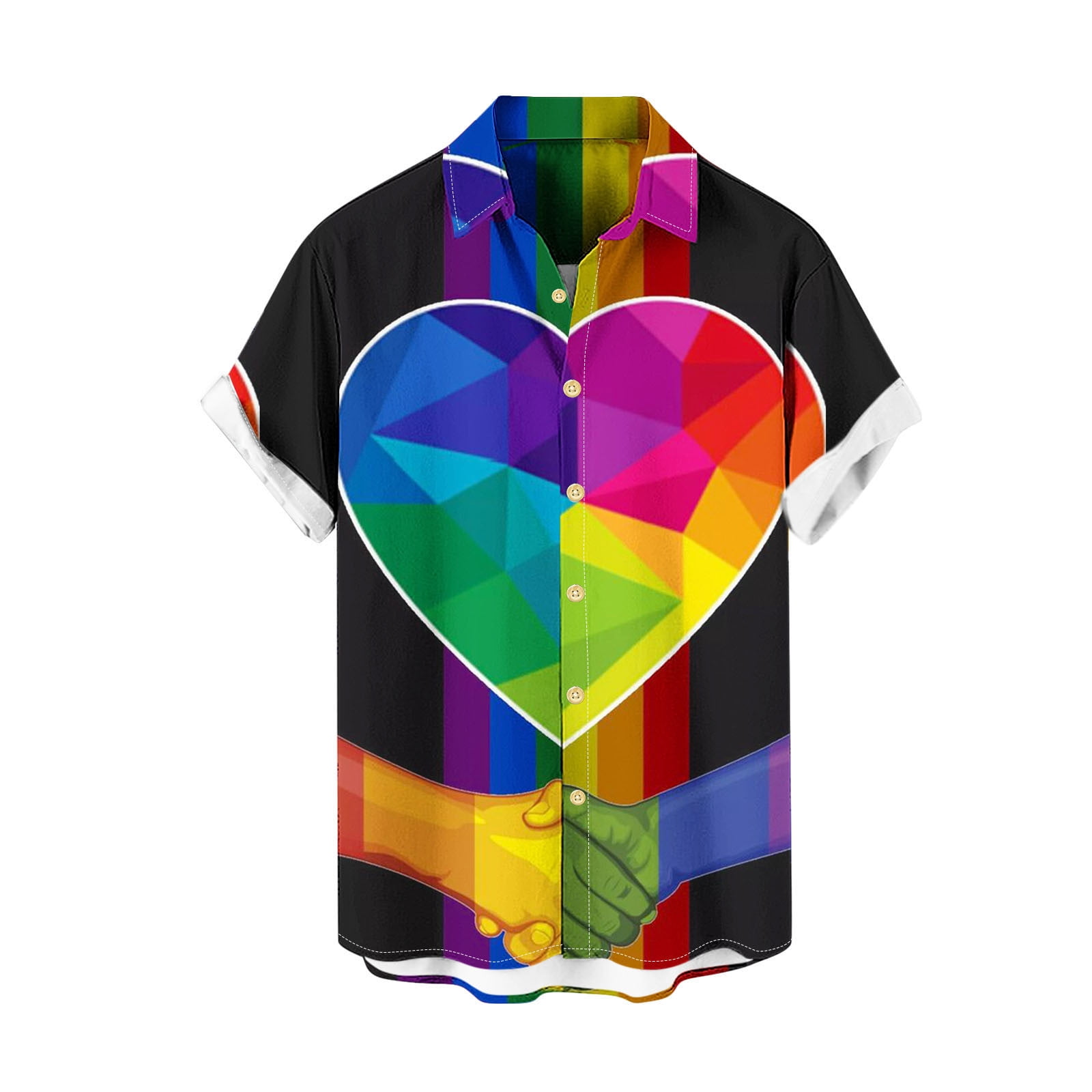 UVEASISHA Novelty Hawaiian Shirts for Men,Men's Short Sleeve Shirts Gay Pride Rainbow Summer