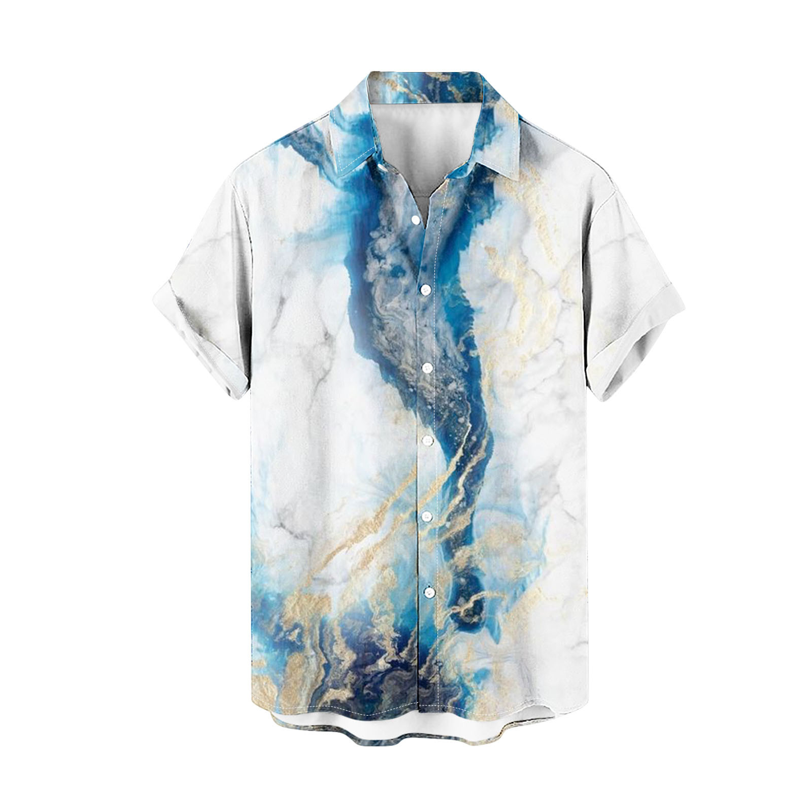UVEASISHA Novelty Hawaiian Shirts for Men,Mens Beach Shirt Marble Print Short Sleeve Button Down