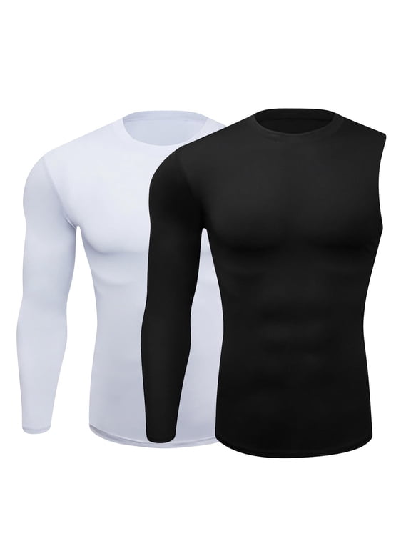 One Arm Workout Shirt for Men Single Long Sleeve Compression T-Shirts Active Casual Basketball Shirt Slim Fit Stretch Base Layer Undershirts Black S