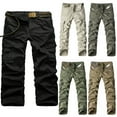 thumbnail image 1 of UVEASISHA Outdoor Cargo Pants for Men Lightweight Hiking Work Pants Loose Straight Leg Tactical Pants Military Combat Pants with Pockets On Sale Today,Khaki,M, 1 of 10