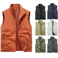 thumbnail image 1 of UVEASISHA Outdoor Vest for Men Hiking Travel Waistcoat Mesh Quick Dry Lightweight Cargo Vest Full Zip Sleeveless Stand Collar Vest with Pockets Dark Blue 4XL, 1 of 5