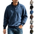 thumbnail image 1 of UVEASISHA Oversized Henley Sweatshirts for Men Half Button Stand Up Collar Pullover Top Drop Shoulder Long Sleeve Fall Sweatshirt Solid Color Stylish Pullovers Army Green S, 1 of 9