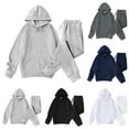 thumbnail image 1 of UVEASISHA Oversized Sweatsuit Set Men Drawstring Hoodie Sweatshirt and Sweatpants 2 Piece Sets Soft Fleece Lined Tracksuits Fashion Fall Outfits Navy L, 1 of 7