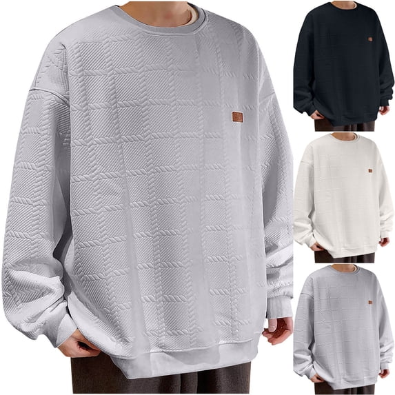 UVEASISHA Oversized T-Shirts for Men Waffle Knit Casual Crewneck Pullovers Drop Should Long Sleeve Tee Shirts Fall Fashion Workout Shirt Black 5XL