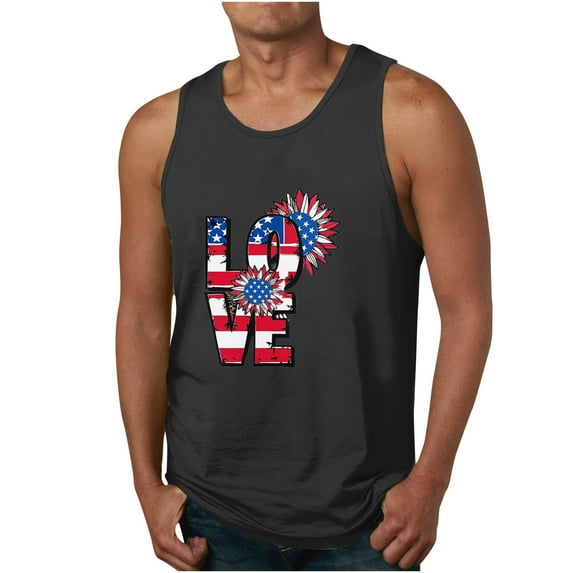 UVEASISHA Patriotic Funny Tank Tops for Men,Mens USA Flag Stars and Stripes 4th of July Tank Tops Retro Muscle 1776 Sleeveless Shirt American Flag Tank Tops for Men 2025 Black
