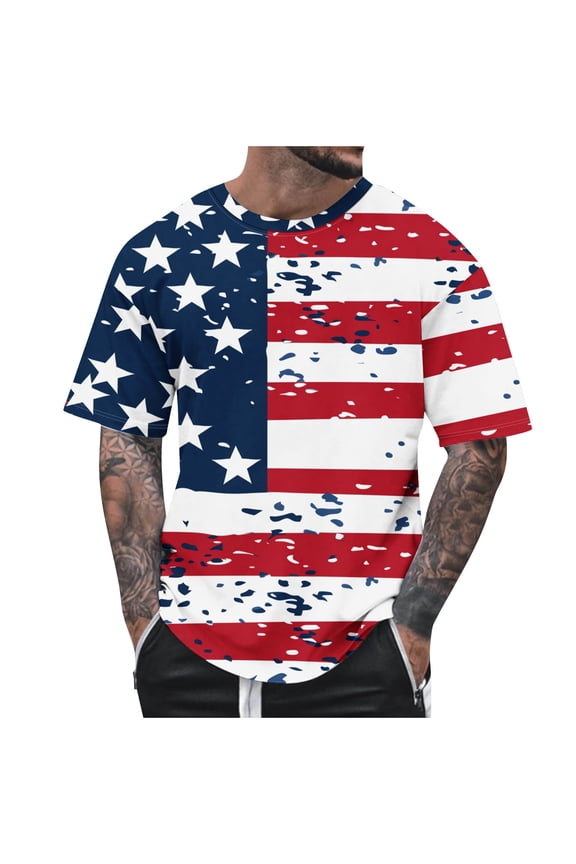 Patriotic Shirts for Men 1776,Mens 4th of July Tops 2025 July 4th Graphic Tees Teens Casual Short Sleeve Independence Day T-Shirt Fourth of July Muscle Workout Tops