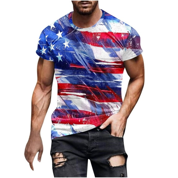 UVEASISHA Patriotic Shirts for Men Big and Tall,Mens USA Flag American 4th of July T Shirt Short Sleeve Independence Day Tshirts Street Soldier Muscle Tops Tee Shirt Graphic Tees 2024