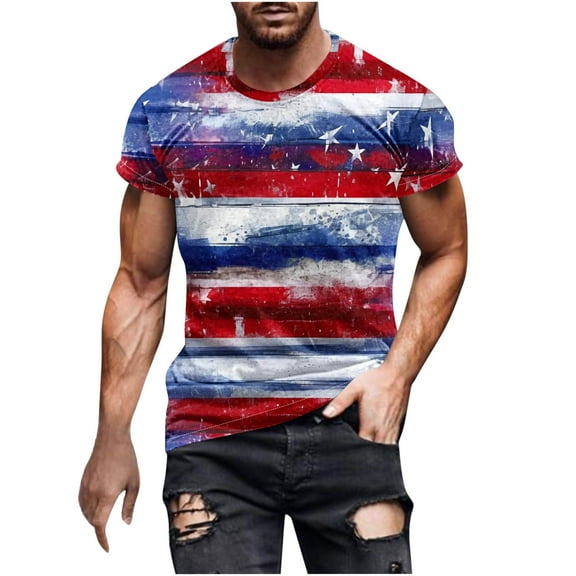 UVEASISHA Patriotic T Shirts for Men Funny,Mens USA Flag American 4th of July T Shirt Short Sleeve Independence Day Tshirts Street Soldier Muscle Tops Tee Shirt Graphic Tees 2025
