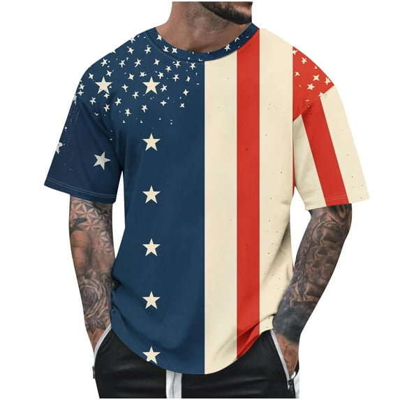 UVEASISHA Patriotic T Shirts for Men,Mens 4th of July Tops 2025 July 4th Graphic Tees Teens Casual Short Sleeve Independence Day T-Shirt Fourth of July Muscle Workout Tops