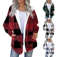 thumbnail image 1 of UVEASISHA Plaid Flannel Jacket Women Hooded Fleece Lined Winter Coats Trendy Full Zip Warm Sweatshirt Jackets Comfy Plush Hoodie Coat with Pockets Red XXL, 1 of 6