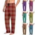 thumbnail image 1 of UVEASISHA Plaid Pajama Bottoms for Men Loose Fit Casual Straight Leg Trousers Stretch Drawstring Waist Sleep Pants Christmas Gifts Mint Green M, 1 of 7