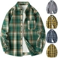 thumbnail image 1 of UVEASISHA Plaid Shirt for Men with Pocket Flannel Button Down Shirt Jackets Casual Cotton Long Sleeve Collared Shirts Fall Lightweight Jackets Sales Today,Purple,2XL, 1 of 6