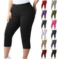 thumbnail image 1 of UVEASISHA Plus Size Leggings for Women High Waist Yoga Capri Pants Stretch Compression Workout Tights Light Purple L, 1 of 9