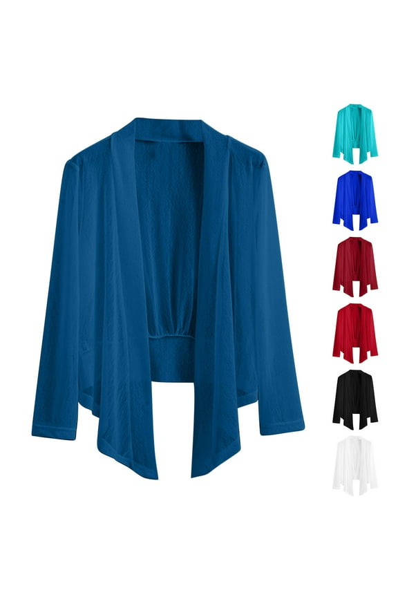 Plus Size Sheer Cardigans for Women Long Sleeve Open Front Shrug Kimono Bolero Lightweight Casual Sun Protection Clothes Red XXL