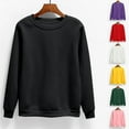 thumbnail image 1 of UVEASISHA Plus Size Sweatshirt for Women Long Sleeve Solid Casual Pullover Sweatshirts Fashion Crew Neck Fall Clothes Black XXXXL, 1 of 7