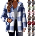 thumbnail image 1 of UVEASISHA Plus Size Zip Up Hoodies for Women Fuzzy Fleece Winter Coats Long Sleeve Casual Plaid Flannel Shacket Jacket Fluffy Fuzzy Outerwear Birthday Gifts Gray 3XL, 1 of 5