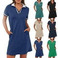 thumbnail image 1 of UVEASISHA Polos Dresses for Women Short Sleeve Collared V Neck Shirt Dress Summer Casual Golf Tennis Mini Dresses with Pockets Army Green M, 1 of 10