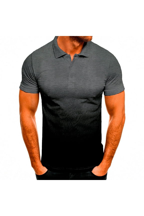 Polos T-Shirt for Men 2025 Stand-Up Collar Shirt Tie Dye 3D Gradient Color Golf Tshirt Slim Fit Summer Casual Short Sleeve T Shirts Big and Tall Dark Gray XXL
