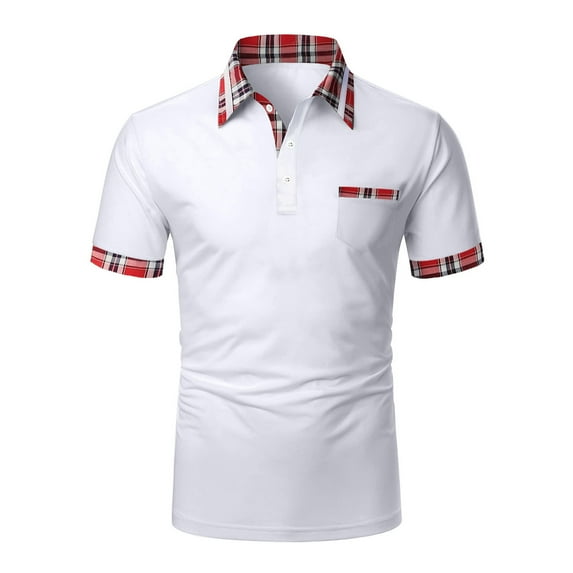 UVEASISHA Polos Shirts for Men Big and Tall,Button up Polos Shirt for Men Short Sleeve Golf Shirt Summer Casual Printed Slim Fit Polos Tee Shirt 2025,White XL