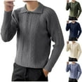 thumbnail image 1 of UVEASISHA Polos Sweaters for Men Knitted Casual 3 Button Collared Golf Shirts Solid Color Regular Fit Knit Pullover Sweater Winter Thermal Tops Navy L, 1 of 10