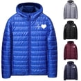 thumbnail image 1 of UVEASISHA Puffer Jackets for Men with Hood Cute Heart Graphic Hooded Winter Coats Full Zip Lightweight Quilted Jacket Windproof Insulated Outerwear Black M, 1 of 6