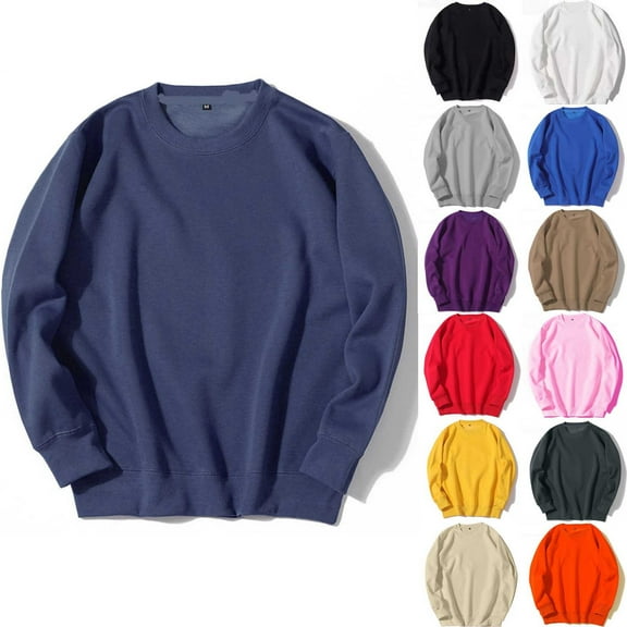 UVEASISHA Pullover Sweatshirts for Men Soft Long Sleeve Shirt Regular Fit Casual Crewneck Sweatshirt Solid Color Basic Tees Red XL