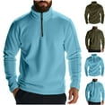 thumbnail image 1 of UVEASISHA Quarter Zip Fleece Sweatshirt Men Stand Up Collar Long Sleeve Pullover Tops Winter Fuzzy Warm Sweatshirts Solid Color Athletic Shirts Army Green 3XL, 1 of 10