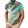 thumbnail image 1 of UVEASISHA Quarter Zip Short Sleeve Polos Shirts for Men,Mens Polos Shirts 1/4 Zip Shirts Casual Fashion Summer Lightweight Printed Golf Collared Shirt,Light Blue M, 1 of 5