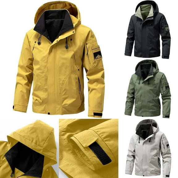 UVEASISHA Rain Coat for Men Waterproof Softshell Jacket Outdoor Hoooded Hiking Big and Tall Windbreaker Rain Jackets with Zipper Pockets Black 4XL