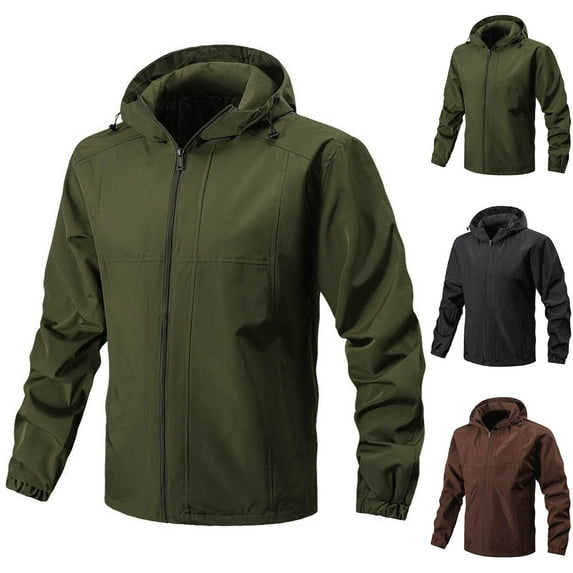 UVEASISHA Rain Coats for Men Waterproof Lightweight Hooded Jacket Outdoor Fashion Hiking Windbreaker Raincoat Running Softshell Jackets with Pockets Green L