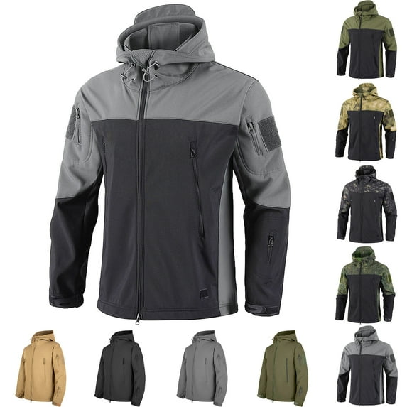 UVEASISHA Rain Jacket for Men Windproof Waterproof Raincoat Fleece Lined Hooded Rain Jackets Outdoor Softshell Windbreaker Color Block Travel Jacket with Zipper Pockets B-Green XXXL