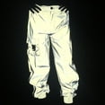 thumbnail image 1 of UVEASISHA Reflective Cargo Pants for Men Fashion Mesh Splicing Work Pants Side Zipper Breathable Loose Hip Hop Pants with Multi Pocket Gray M, 1 of 7