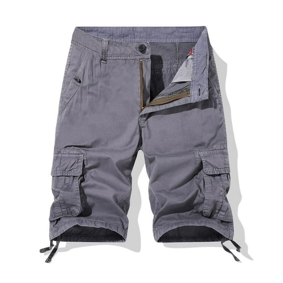 UVEASISHA Ripstop Cargo Shorts for Men Relaxed Fit Outdoor Short Pants Tactical Work Shorts with Pockets Light Gray M