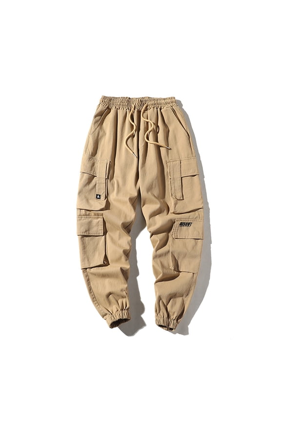 Ripstop Cotton Cargo Pants for Men Relaxed Fit Outdoor Hiking Pants Tactical Work Pants with Multi Pockets Khaki L