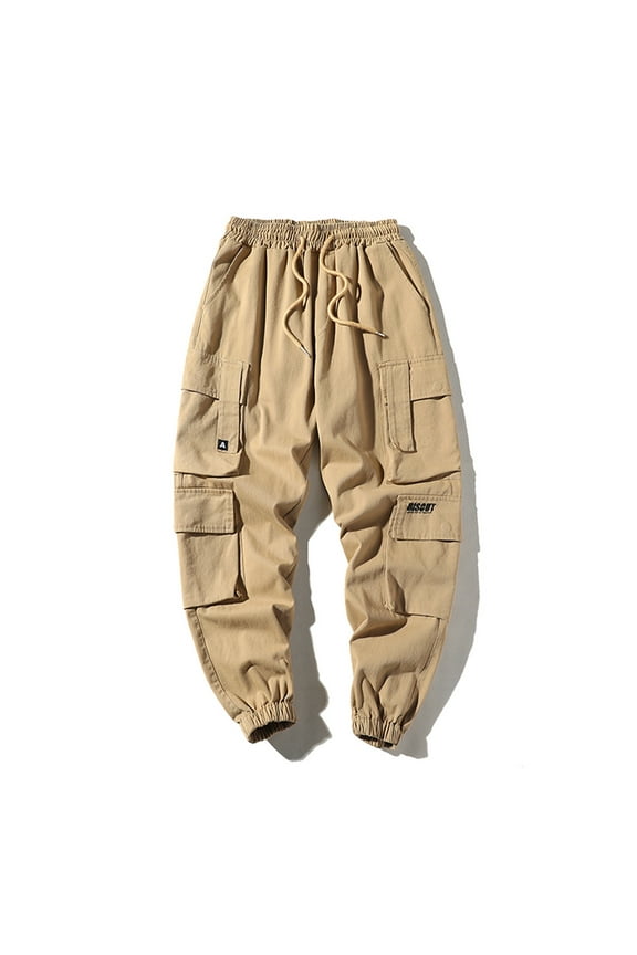 Ripstop Cotton Cargo Pants for Men Relaxed Fit Outdoor Hiking Pants Tactical Work Pants with Multi Pockets Khaki XXXXXL