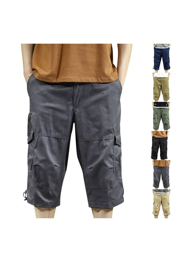 Ripstop Cotton Cargo Shorts for Men Big and Tall Outdoor Hiking Shorts Knee Length Straight Leg Work Shorts with Pockets Green XXL