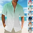 thumbnail image 1 of UVEASISHA Mens Gradient Linen Shirts Lightweight Casual Short Sleeve Button Down Shirt Beach Breathable Loose Hawaiian Shirts with Pocket Dark Blue XL, 1 of 7