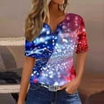 thumbnail image 1 of UVEASISHA Sequin Henley Shirts for Women Short Sleeve Party Clubwear Tops Loose Casual Parade Outfits Multicolor XL, 1 of 5