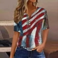 thumbnail image 1 of UVEASISHA Sequin Printed Tops for Women Short Sleeve American Flag Henley Shirt USA Independence Day Patriotic Tshirt Multicolor S, 1 of 5