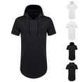 thumbnail image 1 of UVEASISHA Short Sleeve Hoodie for Men Hipster Hip Hop Hooded Tshirt Longline Drawstring Pullover Hoodies Black XXL, 1 of 7