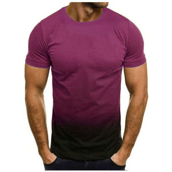 UVEASISHA Short Sleeve Tshirts Shirts for Men Tie Dye T Shirt Striped Color Block Shirt Round Neck Tee Shirt Graphic Fashion Top 2024 Purple M