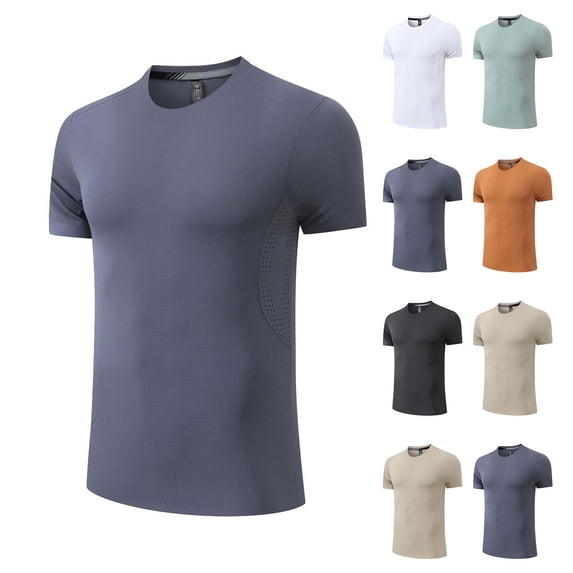 UVEASISHA Short Sleeve Workout Shirts for Men Ice Silk Breatable Compression T-Shirt Summer Moisture Wicking Performance Muscle Tees Brown XXL