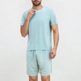 thumbnail image 1 of UVEASISHA Silky Pajama Sets for Men 2 Piece Sets Lightweight Comfy Lougnewear Short Sleeve Tee Tops and Shorts Lounge Set Green L, 1 of 4