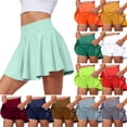 thumbnail image 1 of UVEASISHA Skirt with Shorts for Women High Waisted Pleated Tennis Skorts Tummy Control Yoga Skirt Shorts Athletic Golf Skort for Running Workout Orange XL, 1 of 6