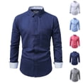 thumbnail image 1 of UVEASISHA Slim Fit Dress Shirts for Men Business Casual Office Shirt Cotton Long Sleeve Collared Shirts Solid Color Stylish Wedding Party Shirt Sky Blue M, 1 of 10