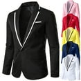 thumbnail image 1 of UVEASISHA Slim Fit Suit Jacket for Men Lightweight Stylish One Button Blazer Jackets Contrast Collar Long Sleeve Business Suits with Pockets Yellow XL, 1 of 4