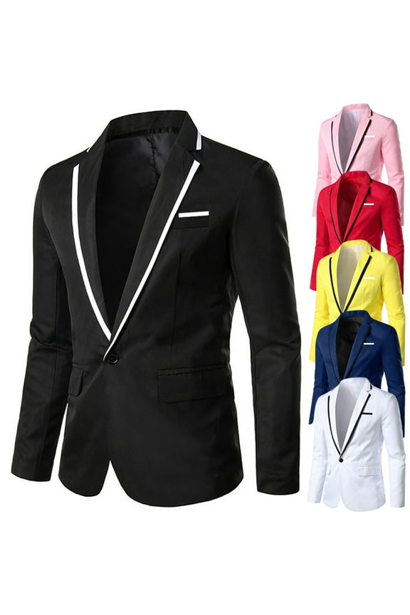 Slim Fit Suit Jacket for Men Lightweight Stylish One Button Blazer Jackets Compare Collar Long Sleeve Business Suits with Pockets Limited Time Deal,Black,M