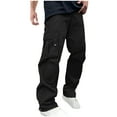 thumbnail image 1 of UVEASISHA Solid Cargo Pants for Men Casual Hiking Pants Lightweight Straight Leg Work Trousers with Multi Pockets Black L, 1 of 5