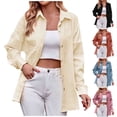 thumbnail image 1 of UVEASISHA Solid Shirt Jackets for Women Long Sleeve Lapel Button Down Shirts Fall Casual Lightweight Coats 2025 Trendy Cardigan Jacket On Sale Today,Yellow,L, 1 of 10